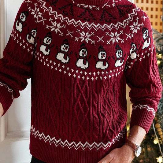 Christmas Retro Round-neck Cable Knit Sweater